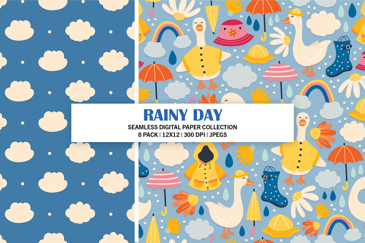 Rainy Day Seamless Digital Paper, a Pattern Graphic by Alanna Messina Design Co (Photo 2 of 9)