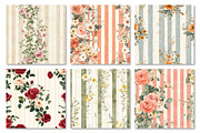 Floral Stripes Digital Paper, a Texture Graphic by Dream Creation (Thumbnail 3 of 5)
