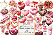 Watercolor Valentine's Day Sweets, a Seasonal Illustration by Design Market (Thumbnail 1 of 4)