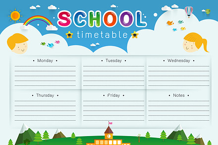 School Timetable, Schedule,Weekly, a Card Template by essense