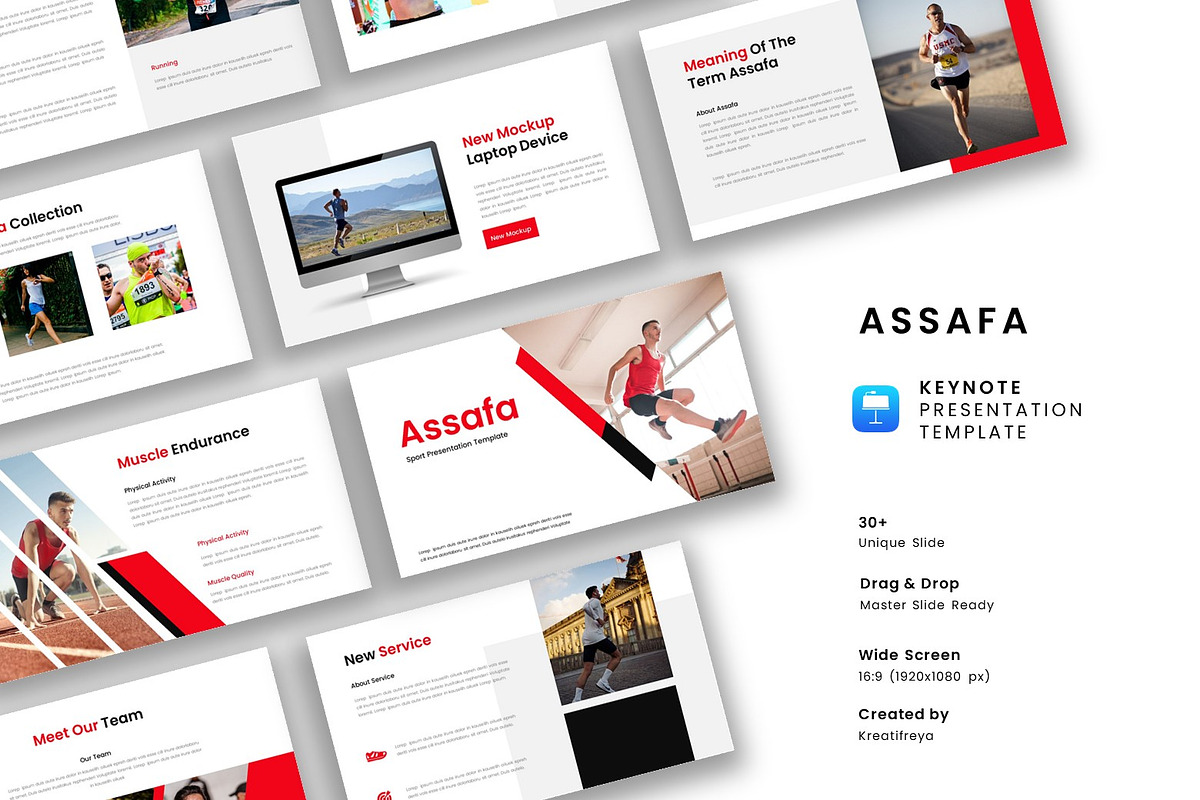 Assafa – Sports Keynote Template, a Presentation Template by kreatifreya (Photo 1 of 5)