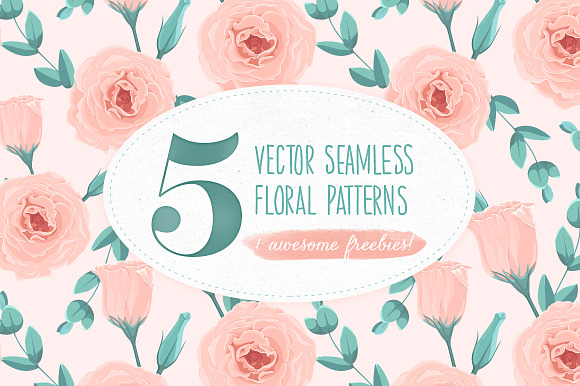 5 Seamless Floral Patterns + Freebie preview 6