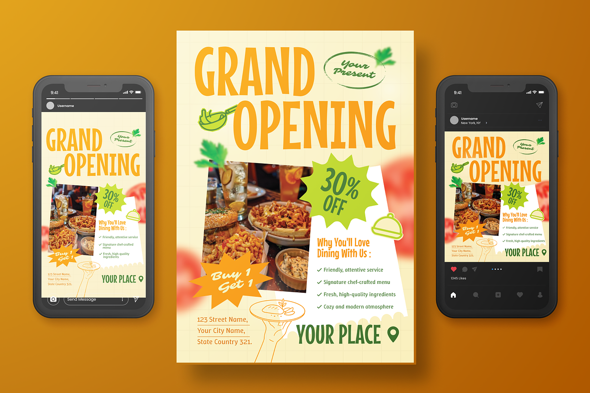 Restaurant Grand Opening Flyer Set, a Flyer Template by Annora Studio (Photo 3 of 6)