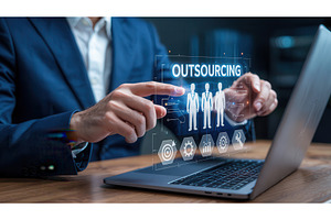 Businessman interacting with virtual, an Illustration by tilialucida