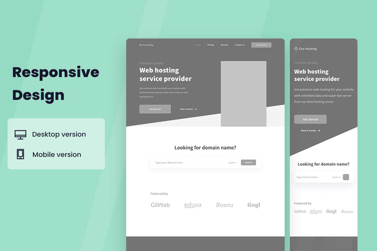 Hosting Server Wireframe Website, a Wireframe Template by INSPR STD (Photo 3 of 6)