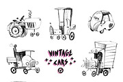 Sketchy vintage cars set, an Illustration by RasterBird (Thumbnail 4 of 4)