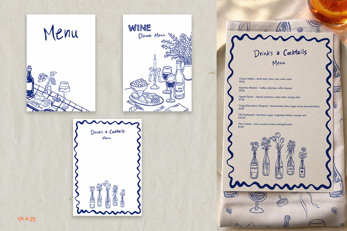 Whimsical Wine Doodle Pack, a Food Illustration by SunnJaneArt (Photo 10 of 16)