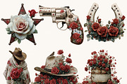 Watercolor Red Rose Western Clipart, a Person Illustration by BusyDaydesign (Thumbnail 3 of 9)