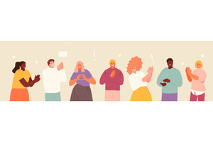 Cheering and applauding people
