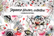Japanese flowers patterns, a Pattern Graphic by emeraldthue (Thumbnail 1 of 9)
