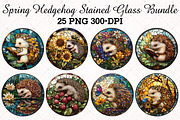 Spring Hedgehog Stained Glass Bundle, an Illustration by RobertsArt (Thumbnail 1 of 5)