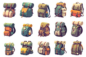 Set of cartoon tourist, an Object Illustration by LadadikArt