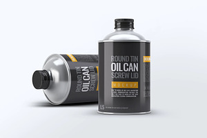 Oil Round Tin Can Screw Lid Mockup