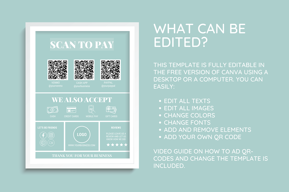 Green Scan to Pay Sign, a Flyer Template by SunshineStudioBoutique (Photo 4 of 10)