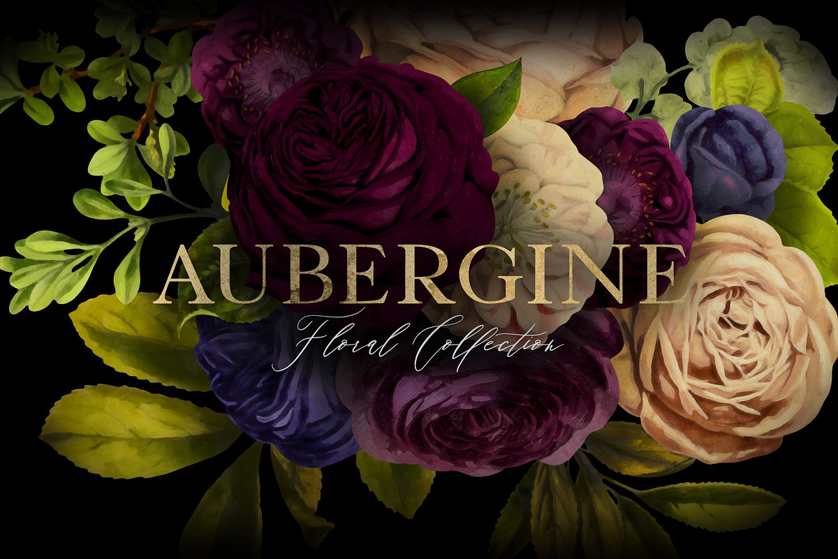 Aubergine Floral Clip Art, an Illustration by Eclectic Anthology (Photo 1 of 9)