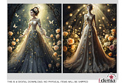 Victorian Gothic Wedding Dresses, a Wallpaper Graphic by EdeniaArtStudio (Thumbnail 4 of 7)