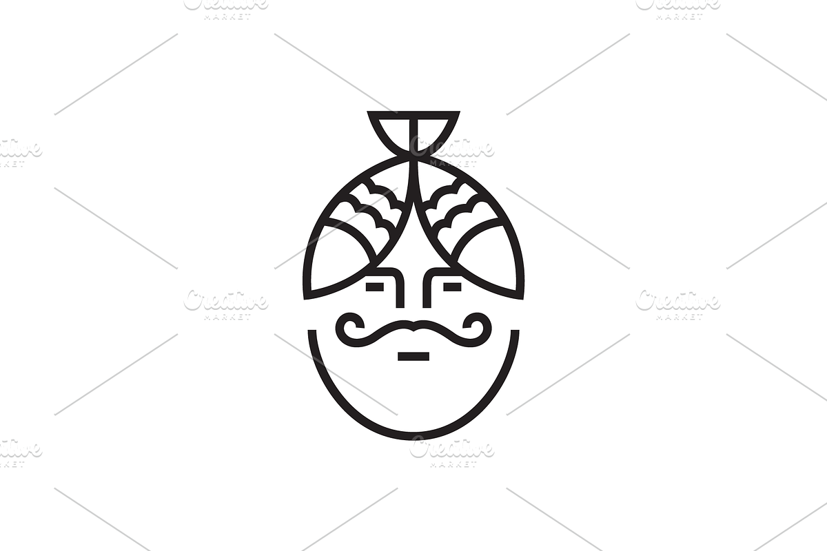 fisherman head line logo design, a Branding & Logo Template by devastd
