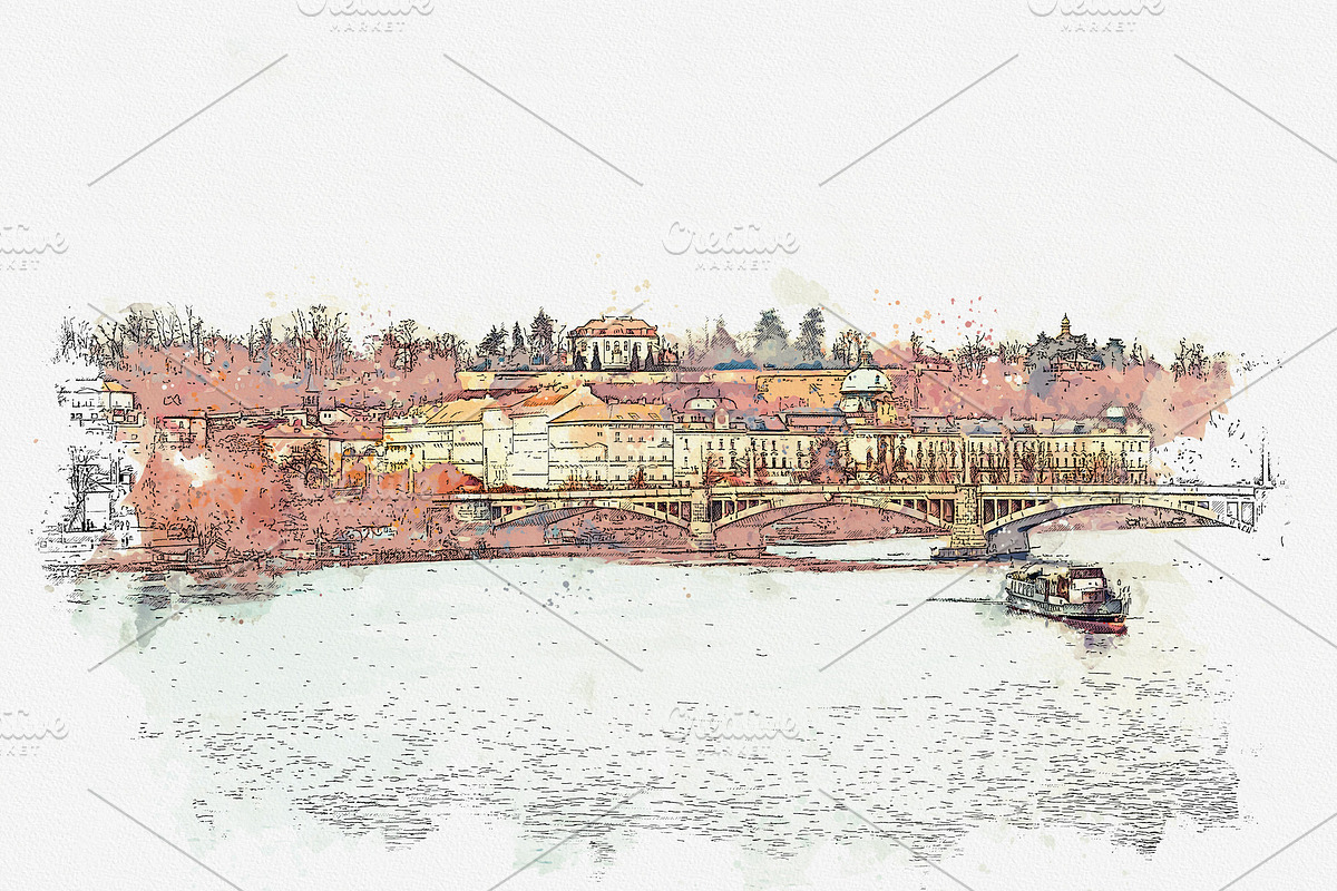 Traditional view of Prague, an Illustration by franz12