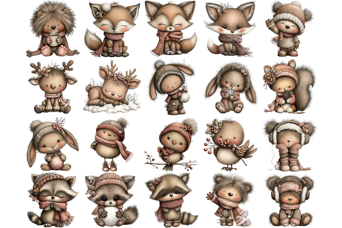 Cute Winter Animals Clipart, an Illustration by Craft Nest (Photo 5 of 10)