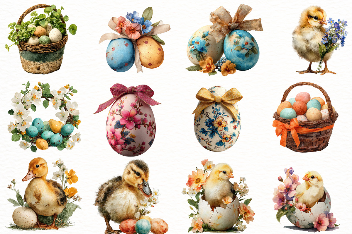 Watercolor easter Clipart, an Illustration by Designworld (Photo 2 of 7)