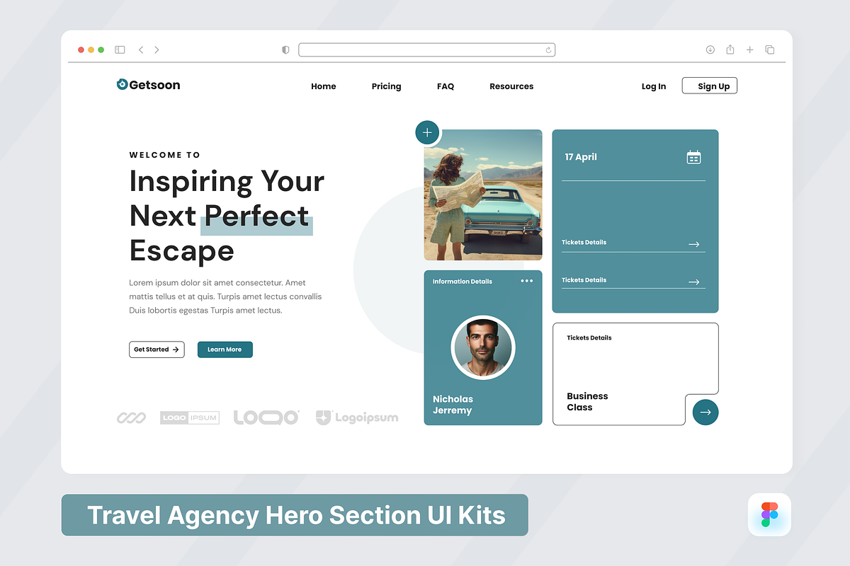 Getsoon-Travel Agency Hero Header, an UI Kit Template by SquidPixey (Photo 1 of 3)