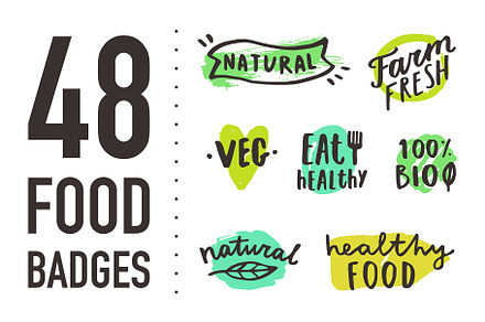 Big set of hand drawn food badges. 