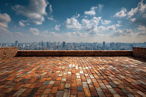 Brick terrace offers stunning view, a Photo by Pavel_design