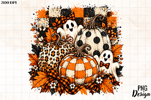 Spooky Ghosts Pumpkins Halloween PNG