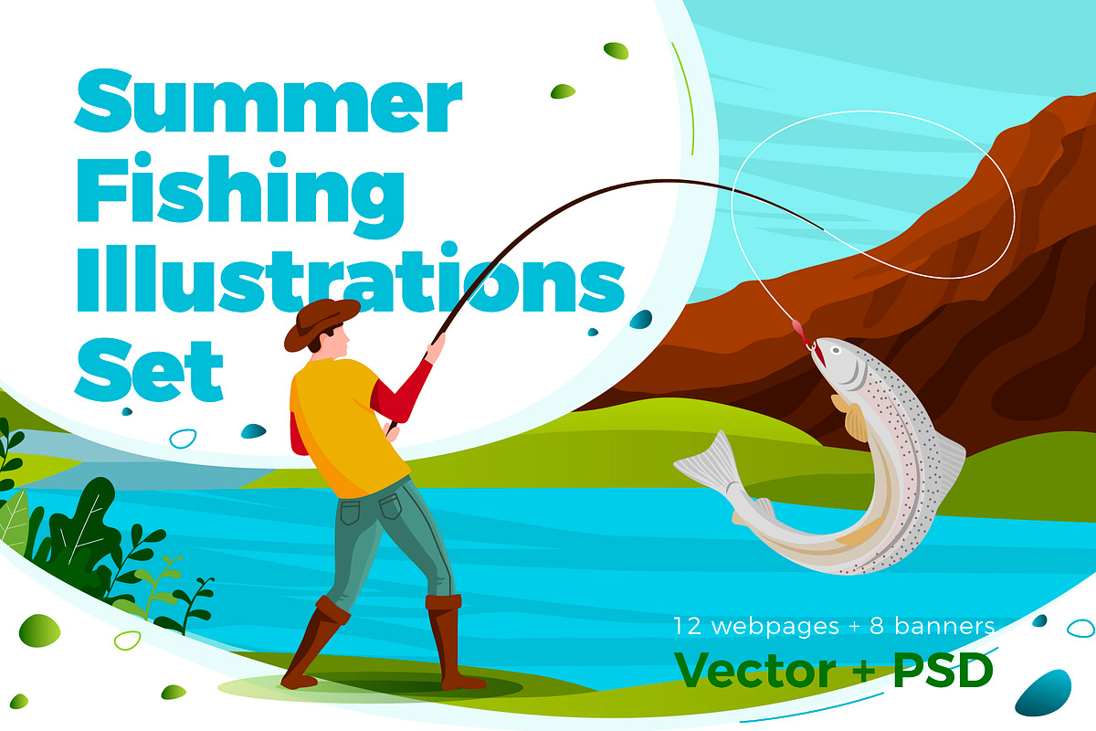 Summer Fishing Illustrations Set, an Animal Illustration by Tashal (Photo 1 of 5)