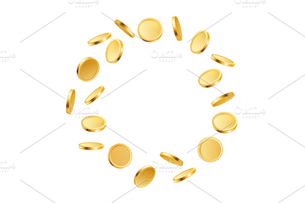 Gold rotating coins. 3d golden, a Finance Illustration by Frogella