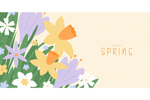 Cute background Hello Spring