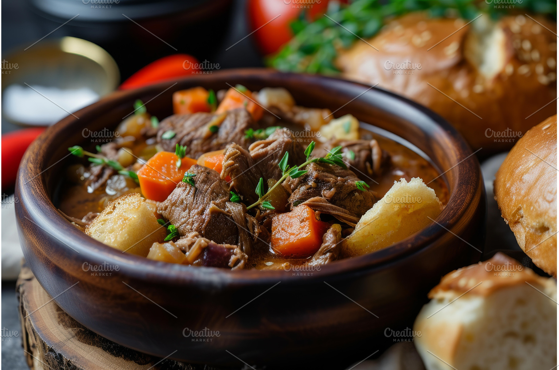 Hearty Beef stew vegetables, a Food & Drink Photo by Ylivdesign