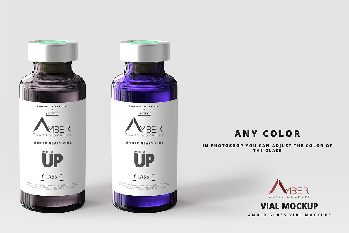 Amber Glass Vial Mockup, a Packaging Mockup by pmvch (Photo 6 of 11)