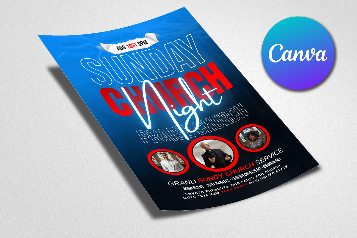 Divine Sunday Service Church Flyer, a Flyer Template by Psd Templates (Photo 3 of 3)