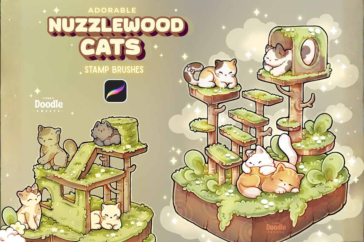 Nuzzlewood Cats Brushes Set, a Brush Add-On by TheDoodleSweets (Photo 1 of 5)