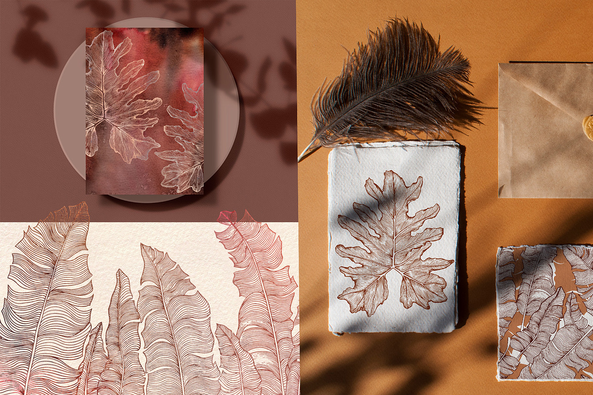 Tropical abstract leaves, a Decorative Illustration by Jeanna Draw (Photo 11 of 15)