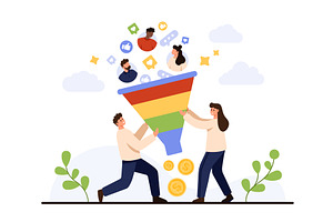 Lead Generation Funnel with Business, a Person Illustration by Flashvector
