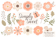 Peach Floral Clipart, an Illustration by Amanda Ilkov (Thumbnail 1 of 4)
