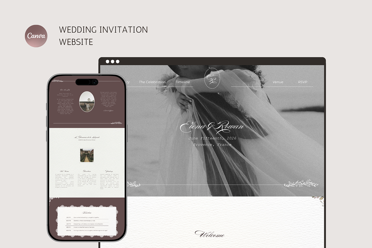 Wedding Invitation, Canva Website, a Presentation Template by IRISEA DESIGNS (Photo 1 of 4)