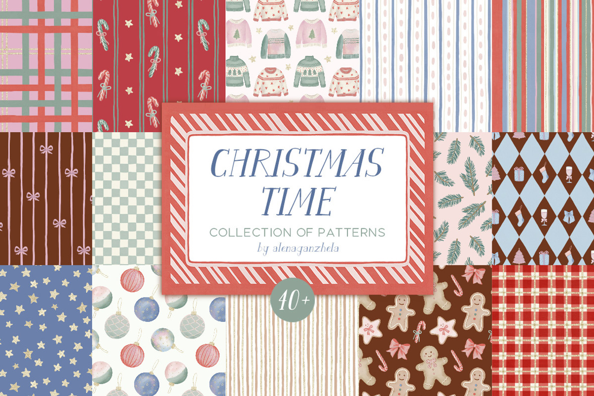 Christmas Time - seamless patterns, a Pattern Graphic by alenaganzhela (Photo 1 of 9)