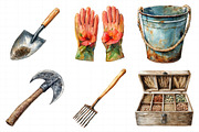 Watercolor Garden Tool Clipart, an Illustration by Daily.Designs (Thumbnail 7 of 7)