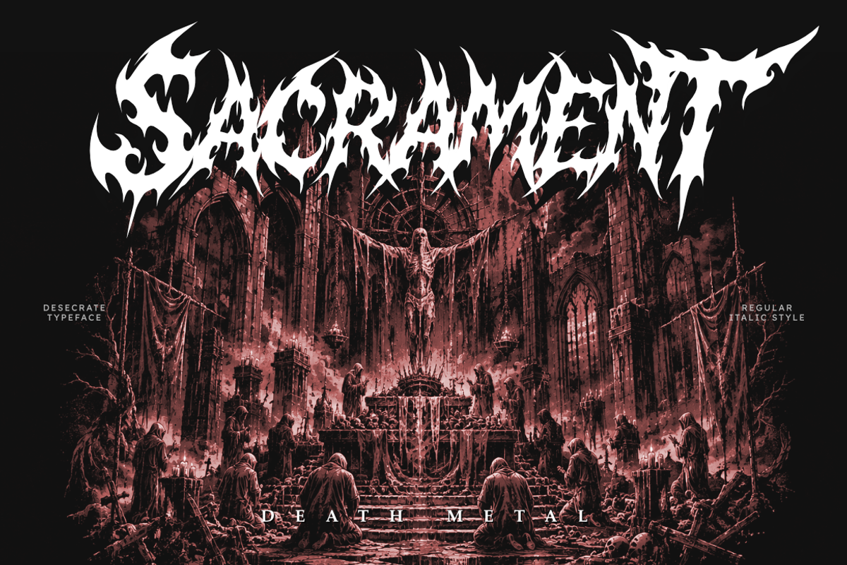 Desecrate - Death Metal font, a Symbol Font by Masyafi Studio (Photo 3 of 9)