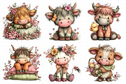 Whimsical Spring Highland Cow Clipar, an Illustration by Daily.Designs (Thumbnail 4 of 8)