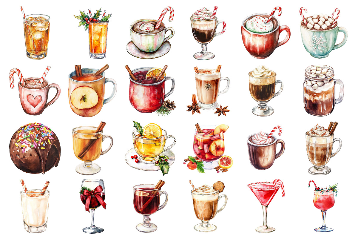 Christmas Drinks Sublimation Clipart, an Illustration by Daily.Designs (Photo 2 of 3)