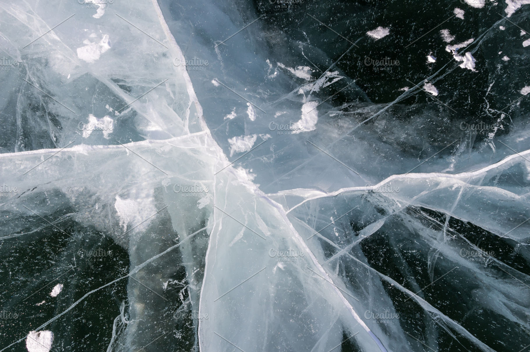 Cracks on ice, an Abstract Photo by WhiteMountMedia