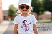 Cute girl astronaut. T-Shirt, PNG., a Person Illustration by KENO Mascots (Thumbnail 6 of 9)