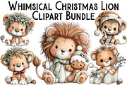 Whimsical Christmas Lion Clipart, an Illustration by Pixels.Craft (Thumbnail 1 of 6)