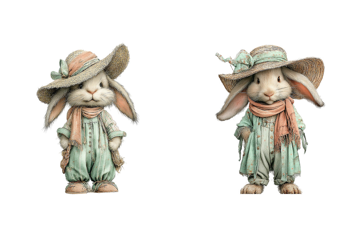 Whimsical summer bunny clipart, an Illustration by SinaCreation (Photo 5 of 11)