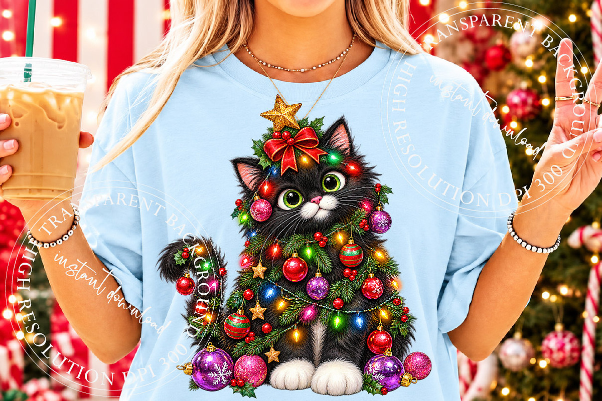 Funny Christmas Cat Clipart Bundle, a Work Illustration by SinaCreation (Photo 2 of 6)
