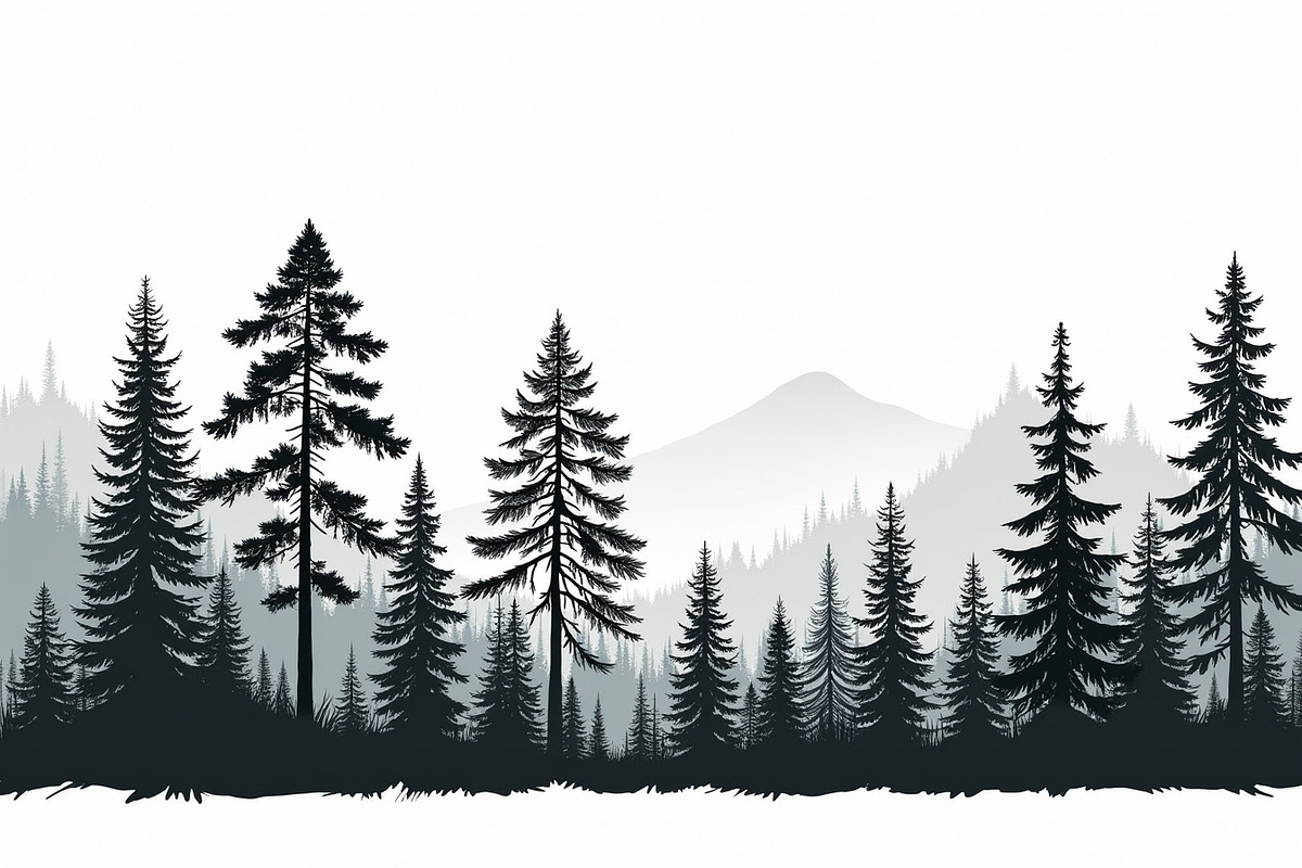 Majestic pine trees silhouette, an Illustration by Amazin_art (Photo 3 of 11)